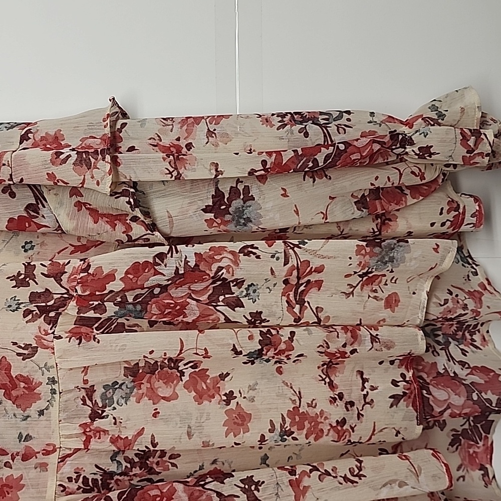 Sundance Floral Sheer Romantic Gardencore Beautiful Blouse Red & Cream Size XXL - Picture 2 of 8